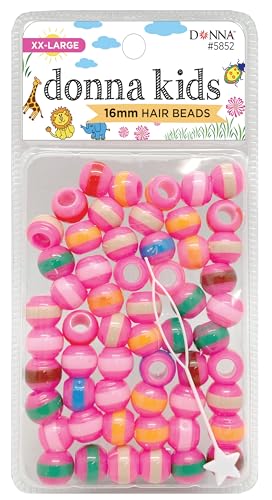 Donna 16mm Hair Beads Quick Beader Tool for Braiding Hair, Ideal for Kids DIY with Pony Beads, Perfect for Creating Unique Hair Braids, and Easy Styling (Pink ASST Mix) - color: PINK ASST MIX