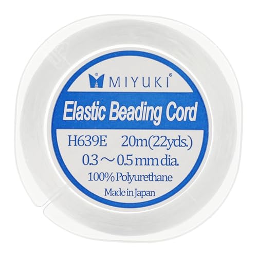 Miyuki Elastic Beading Cord – Clear, 0.5 mm Diameter, 20 Meter Spool, Premium Stretch String for Jewelry Making and Beadwork - size: 0.5 mm - 20 Meter