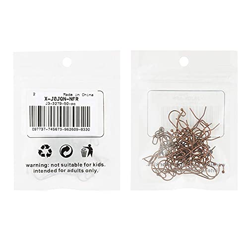 KISSITTY 100-Piece Red Copper French Hook Ball Dot Earwires 22x11mm Dangle Earring Wires Findings