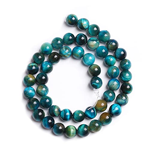 10mm 36PCS Peacock Blue Tiger Eye Stone Beads Natural Crystal Spacer Loose Beads for Jewelry Making DIY Bracelet Semi Precious 1 Strand 15 inches - color: Blue Tiger Eye, size: 10mm