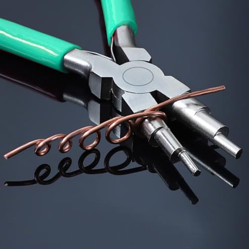 2 pcs Jewelry Pliers Set, Include: 6-Inch 6-Step Bail Making & Nylon Jaw Pliers for Wire Wrapping - style: green