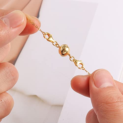 14K Gold Magnetic Necklace Clasps and Closures 925 Sterling Silver Double Lobster Clasp Magnetic Jewelry Clasps for Necklaces - color: A-14K Gold