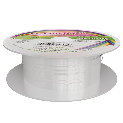 Soft Flex Econoflex Hobby Beading Wire - Flexible Stainless Steel Wire for Crafting - 7 Strand 0.19 30 Ft - style: Snow White