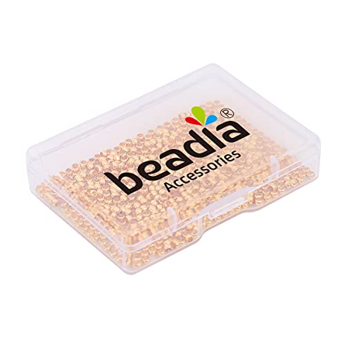 BEADIA 18K Gold Plated Crimp Beads Non Tarnish 2.5mm 600pcs for Jewelry Making Findings - color: Crimp Beads Gold, size: 2.5mm