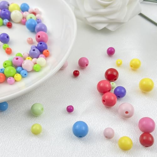 200Pieces 10MM Acrylic Round Beads Round Acrylic Balls Chunky Beads Smooth Spacer Plastic Pastel Beads Craft Beads for Necklace and Bracelet Making Crafting Supplies(179-pale Pink) - color: 179-pale pink, size: 10MM