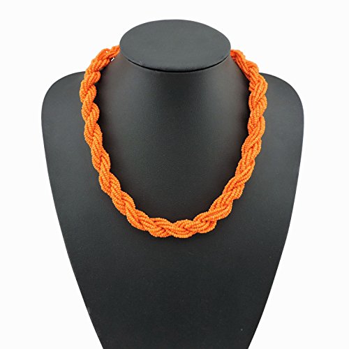 Bocar Fashion Seed Beads Statement Collar Necklace for Women (NK-10408) - color: orange