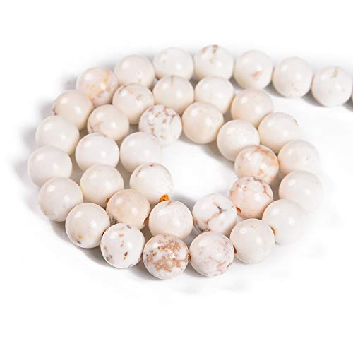 90pcs 4mm Natural Stabilized White Turquoise Gemstone Round Spacer Loose Stone Beads for Jewelry Making 15.5" 1 Strand (Stabilized White Turquoise, 4mm 90Beads) - color: Stabilized White Turquoise, size: 4mm 90beads