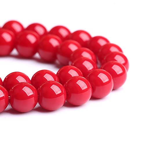 10MM 38PCS Red Glass Round Spacer Loose Beads for Jewelry Making 15 inches DIY Bracelet Necklace - color: Red Glass Beads, size: 10mm