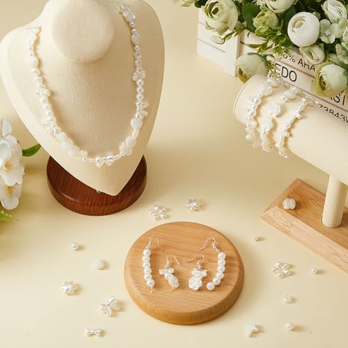 Juexica 500 Pcs ABS Imitation Pearl Beads Star Heart Bowknot Circle Flower White Aesthetic Beads for Jewelry Making Bracelets Necklaces Earrings Key Chains Accessories DIY Crafts(Elegant Style) - color: Elegant Style
