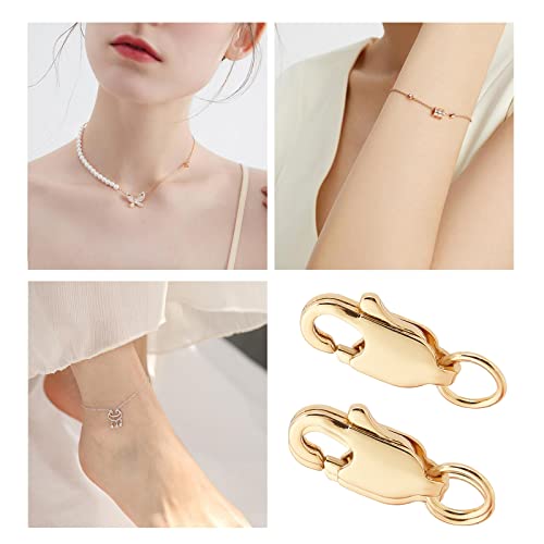 Beebeecraft 1 Box 20Pcs 18K Gold Plated Lobster Claw Clasps 12x6x3mm Jewelry Clasps Connectors with Bead Open Jump Ring for Bracelet Necklace Jewelry Making - color: Gold-20pcs