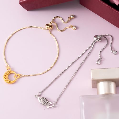 Joez Wonderful 4pcs Adjustable Slider Bracelet for Jewelry Making, Plated Charm Bracelet Extender Chains with Rhinestones Ends for Women DIY Bracelet Jewelry Craft Supplies (2pcs Gold+2pcs Silver) - color: Gold, Silver
