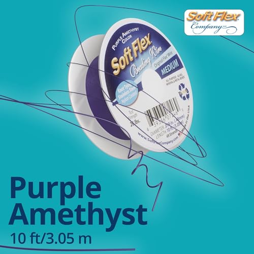 Soft Flex 49 Strand Beading Wire - Medium 0.19 Diameter - 10 Feet Nylon Design Wire - style: Purple Amethyst
