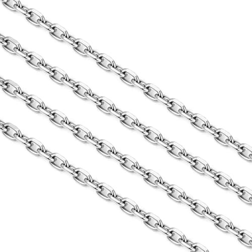 Cadikez 24PCS Stainless Steel Rolo Cable Chain Necklace Bulk, 2mm 18inch Stainless Steel Finished Oval Cable Link Chains for Necklace Jewelry Making - color: 2.0mm Stainless Steel