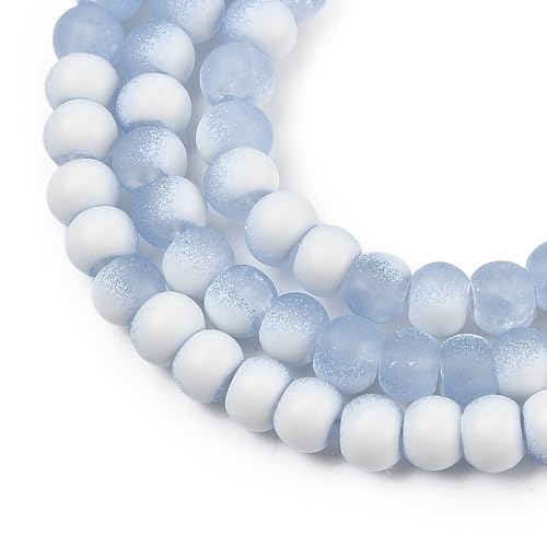 KISSITTY 50pcs Matte Beads Gradient Color Glass Frosted Crystal 4mm Rondelle Light Steel Blue Center Drilled Loose Craft Beads for Jewelry Making Earring Bracelet Necklace DIY Crafts - color: Light Steel Blue