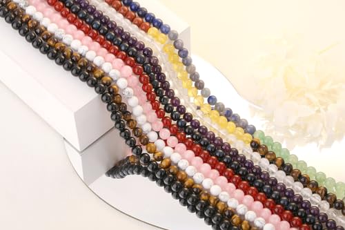 QINJIEJIE 100PCS Howlite Beads 8mm Natural Beads Round Loose Gemstone Bead for Bracelet Beading Crystal Jewelry Making DIY Necklace Earrings 0.32" - color: Howlite, size: 100PCS