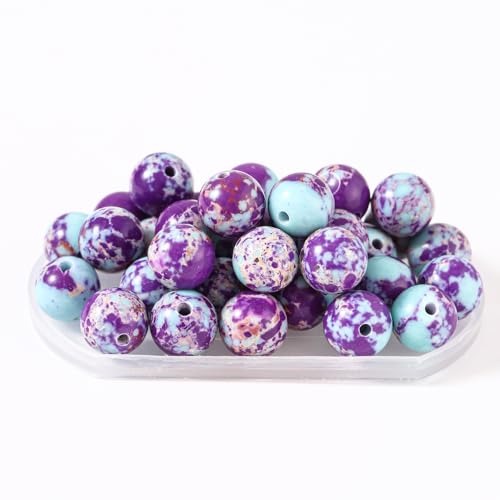 100Pcs Natural Stone 6mm Galaxy Sea Imperial Jasper Round Loose Gemstone Energy Healing Beads Hole Size 1mm DIY Smooth Beads for Bracelet Necklace Earrings Jewelry Making - color: Galaxy Sea Imperial Jasper, size: 6mm