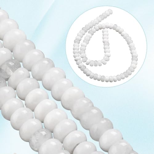 1 Box 148PCS 5x8MM Natural White Jade Beads with Hole Abacus Stone Crystal Energy Power Disk Rondelle Gemstone Flat Loose Spacer Bead for Jewelry Making Bracelet Adult DIY Crafts Supplies - color: White, size: 148pcs