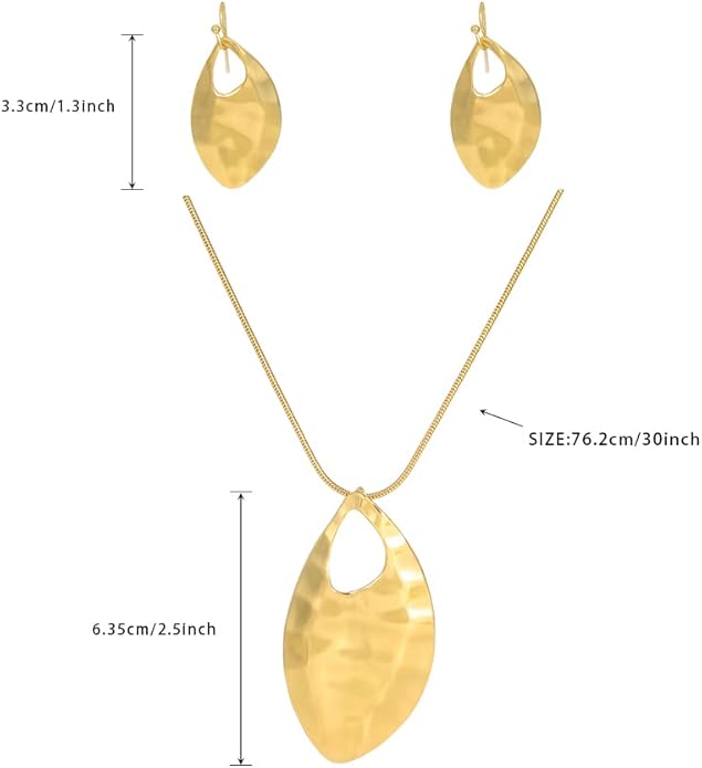 Madison Tyler Gold Plated Jewelry Set for Women | Silver Teardrop Pendant Necklace Trendy | Long Necklace with Snake Chain | Fashion Dangle Earring Set