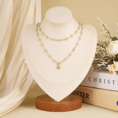SMYHTGLIF 9.8 Feet White Flower Chain Bulk Stainless Steel Daisy Chain for Jewelry Making Gold Craft Jewelry Findings - color: White Gold