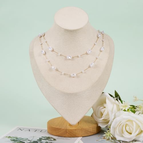 KYUNHOO Gold Plated Chain Roll on Spool 16.4 Feet Irregular Pearl Chains for Jewelry Making Stainless Steel Jewelry Supplies with Lobster Clasps Jump Rings for DIY Crafting - color: Irregular Bead Gold