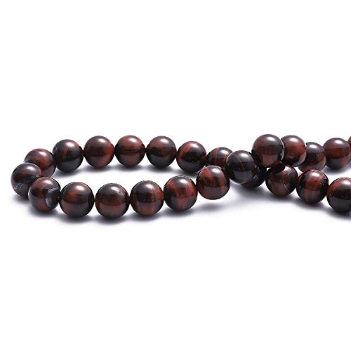 BEADIA Natural Red Tiger Eye Stone Round Loose Semi Gemstone Beads for Jewelry Making 8MM 44PCS - color: Red Tiger Eye, size: 8mm