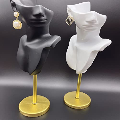 Jewelry Display Stand Jewelry Mannequin Bust Necklace Earring Display Holder Stand, Necklace Bust Jewelry Bust Stand Easel Rack for Selling Show Home Gift - color: Black
