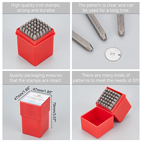 PH PandaHall 36 Pcs Letter and Number Metal Stamp Set, 1/20 inch 1.5mm Alphabet A-Z and Number 0-9 and Symbol, Iron Uppercase Stamps Punch Press Tool for Imprinting on Metal Jewelry Leather Wood - color: 36 Pcs - Letter & Numbers & Symbols 3, size: 1/16"