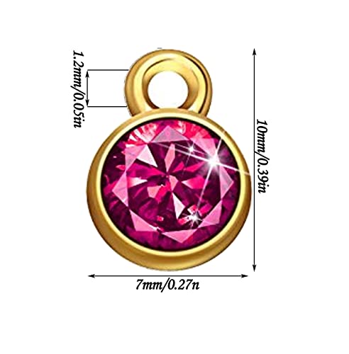 BetterJonny 120 Pieces Crystal Birthstone Charms Beads, 12 Colors Round Crystal Charm with Rings Handmade Jewelry Pendants for Jewelry Necklace Bracelet Earring Making - color: (#A)Gold Round