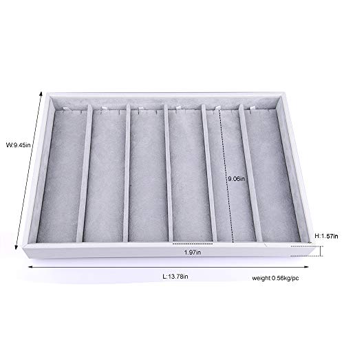 Oirlv Velvet Stackable Jewelry Tray Necklace Pendant Organizer Display Showcase Jewelry Storage trays - size: 6 Grids Necklace Tray