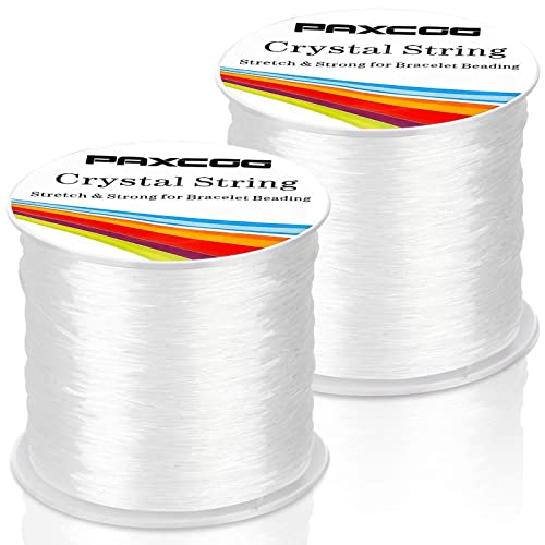 Bracelet String, Paxcoo 2 Rolls Elastic Stretchy Bead String Cord for Clay Beads Kandi Pony Beads Bracelets Jewelry Making (0.5 MM, Crystal) - size: 0.5MM, style: Crystal Clear