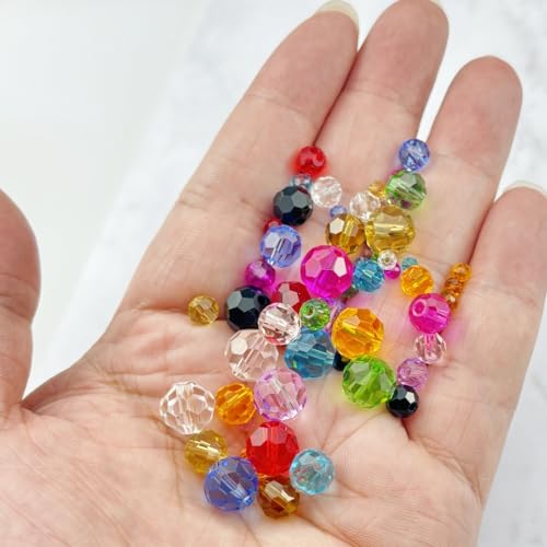 480pcs Crystal Glass Beads 3mm 4mm 6mm 8mm 10mm Round Faceted Glass Spacer Beads for Bracelets Necklace Earring DIY Jewelry Making Craft(Grass Green) - color: Grass Green