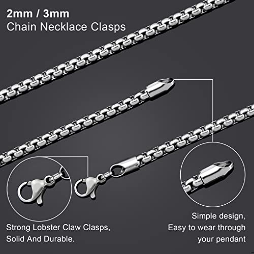 Square Rolo Chain Necklace Stainless Steel Round Box Necklace for Men Women/2mm-7mm/16Inch-36Inch - color: Stainless Steel-Silver, size: 30 Inches, style: 2 mm width