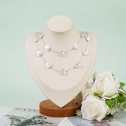 KYUNHOO 9.8 Feet Thin Paperclip Links Silver Stainless Steel Jewelry Chain on Spool Heart Necklace Imitation Pearl Chains for Making Crafts Finding Jewelry Supplies - color: Heart Silver