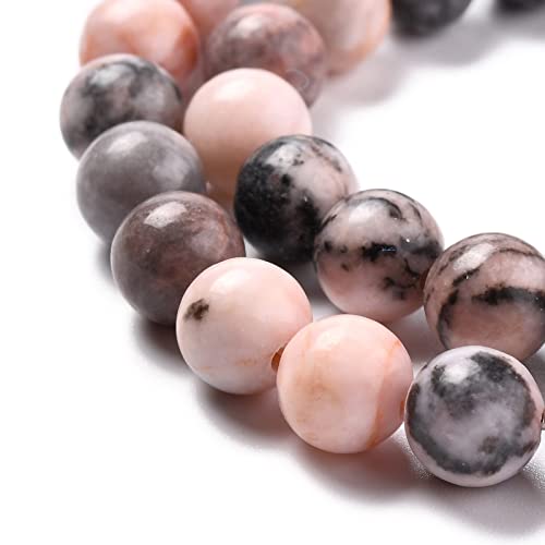 KISSITTY 235pcs 8mm Natural Pink Zebra Jasper Bead Strands, Natural Gemstone Crystal Beads Round Smooth Chakra Beads Energy Healing Crystals Gemstones for DIY Jewelry Bracelets Necklaces Making - color: Natural Pink Zebra Jasper