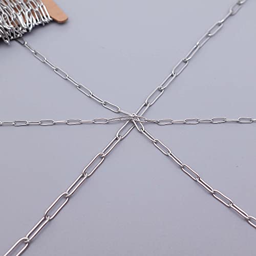 THREENEST 16.4-Feet Width 2.5mm Stainless Steel Paperclip Chains, Soldered Cable Long Craft Chain for Necklace Bracelet Earring Jewelry Making (2200-5M) - color: Stainless Steel, size: Width 2.5mm-16.4 Feet