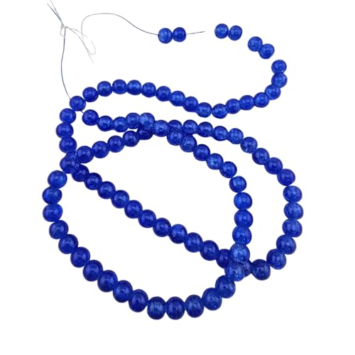 DandS ltd Crackle Lampwork Glass Beads for Jewelry Making, Blue, Vibrant DIY Bracelets, Necklaces, Earrings, Beading Supplies & Craft Kits for Handmade Jewelry, 80pcs 0.39 inch (10mm), #J283-10 - color: Blue