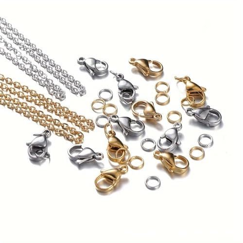 6 Rolls Necklace Chains for Jewelry Making 46 Feet Chain Jewelry Chain with Jump Rings Lobster Clasps Pinch Clasps for Jewelry Craft DIY Making Supplies (Silver) - color: 6 Rolls Silver