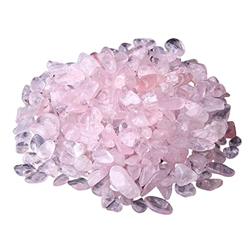 Natural 500 pcs Pink Quartz No Hole Undrilled Irregular Chip Gemstone Beads Rock Gravel Crystal Tumble Minerals Gravel Specimen Energy Decorative Stone Fish Tank Stone - color: Pink Quartz