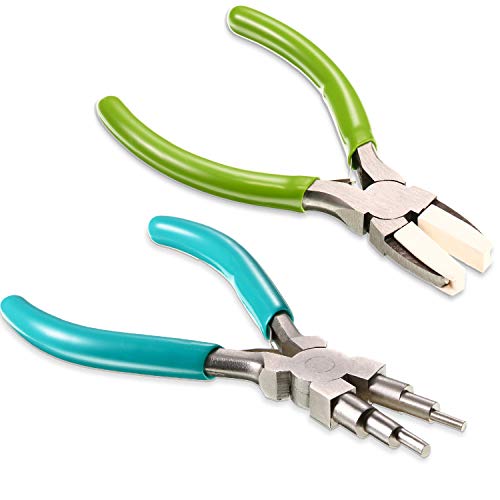 2 Pieces Jewelry Making Tool Bail Making Pliers 6 in 1 Jewelry Pliers Wire Bending Pliers for Beading Looping Shaping Wire DIY Crafts - color: Green