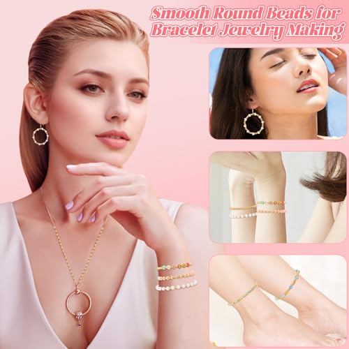 DECYOOL Small Gold Beads, 1200Pcs 4mm KC Gold Spacer Beads Seamless Smooth Round Bead for Bracelets Jewelry DIY Crafts Making - color: KC Gold, size: 4mm