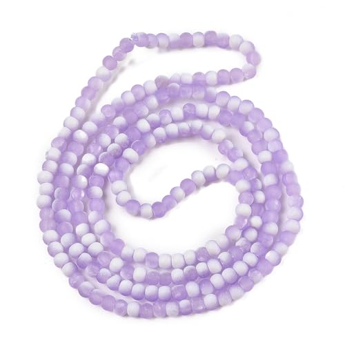 KISSITTY 50pcs Matte Beads Gradient Color Glass Frosted Crystal 6mm Rondelle Lilac Bead Center Drilled Loose Craft Beads for Jewelry Making Earring Bracelet Necklace DIY Crafts - color: Lilac