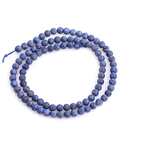 Matte 4mm Natural Blue Lapis Lazuli Beads, 15 inch Strand Frosted Blue Round Stone Gemstone Loose Spacer Beads for Jewelry Making Necklace Bracelets Earrings - color: Blue Lapis Lazuli, size: 4mm