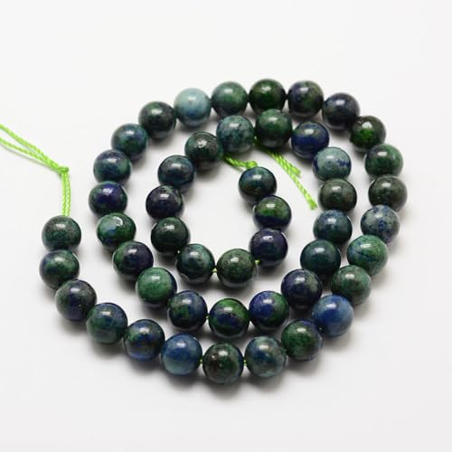 45Pcs Natural Chrysocolla and Lapis Lazuli Beads 8mm Round Natural Gemstone Beads Smooth Loose Spacer Bead for DIY Craft Bracelet Necklace Earrings Jewelry Making Supplies - color: Lapis Lazuli