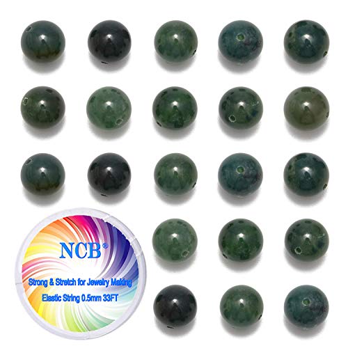 NCB 100pcs Original Natural Stone Beads Gemstone Round Loose Beads 6mm 8mm 10mm (Green Moss Agate, 6mm 100Beads) - color: Green Moss Agate, size: 6mm 100beads