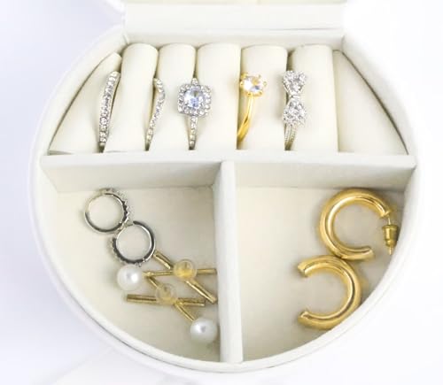 Travel Jewelry Case, Elegant Half-Moon Design with Golden Accents, Detachable Handle, White Personalized Accessory Organizer, Fashion-Forward Gift for Women and Teens(D) - style: D