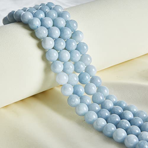 35pcs 10mm Aquamarine Beads Natural Gemstone Beads Round Loose Beads for Jewelry Making - color: Aquamarine, size: 10mm