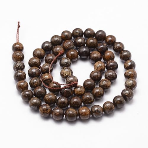 96Pcs Natural Bronzite Beads 4mm Round Gemstone Beads Smooth Stone Loose Bead for DIY Bracelets Necklace Earrings Jewelry Making - color: Natural Bronzite, size: 4mm