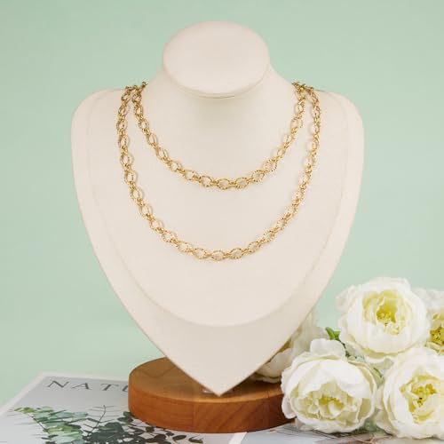 KYUNHOO 9.8 Feet Gold Plated Jewelry Making Chains Bulk on Spool Embossed Stainless Steel Chain for Crafts DIY Charm Necklace Bracelet Jewelry Supplies with Lobster Claws - color: Sunflower Gold