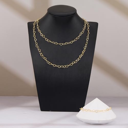 YOUBEIYEE 16.4 Feet Gold Plated Heart Link Chain for Jewelry Making Stainless Steel Chains Bulk on Spool - color: Flat Heart Gold