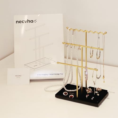 Jewelry Stand Holder Organizer, 3 Tier Bracelet Holder Display with Detachable Velvet Tray, Elegant Jewlery Tower for Display Bracelet, Necklace, Earrings, Rings (Black) - color: Black